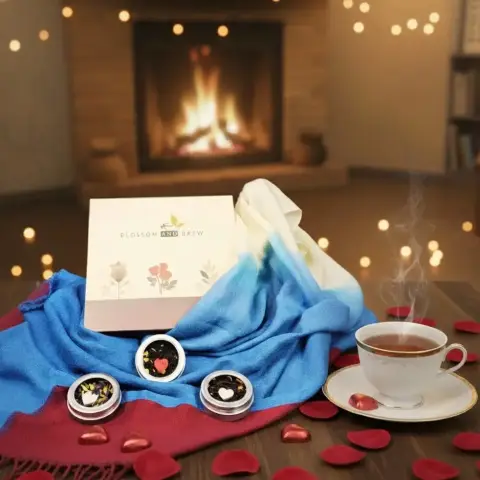 Wrapped in Love – Valentine Tea & Shawl Gift Set | Romantic Wellness Gift